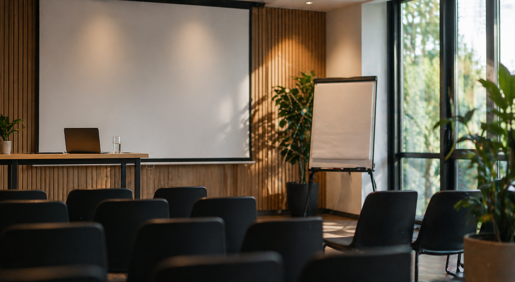 Vortragsraum mit Leinwand